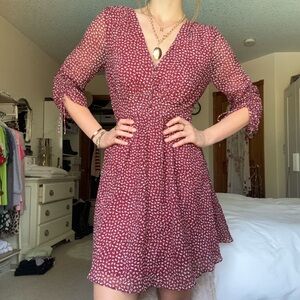 madewell starviolet maroon ditsy floral button front mini dress